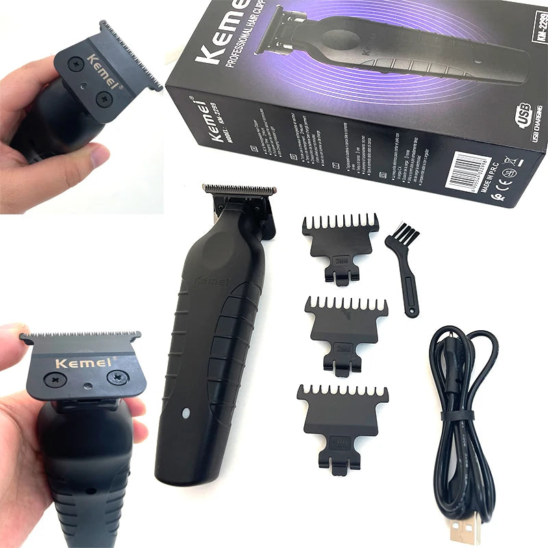 Máquina de corte cabelo acabamento Kemei KM-2299 USB recarregável 110V/220V