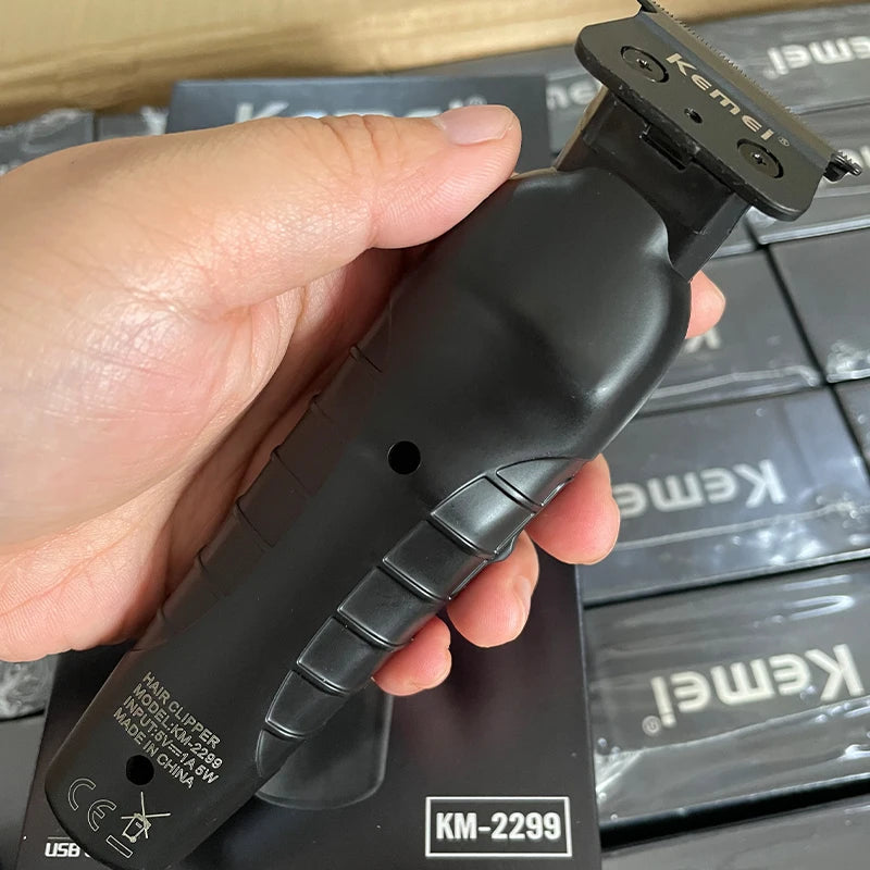 Máquina de corte cabelo acabamento Kemei KM-2299 USB recarregável 110V/220V