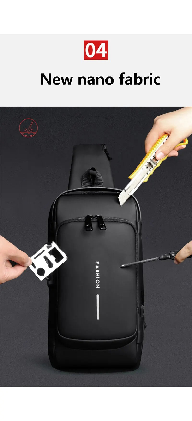 mochila transversal de ombro masculina multifuncional anti-roubo USB