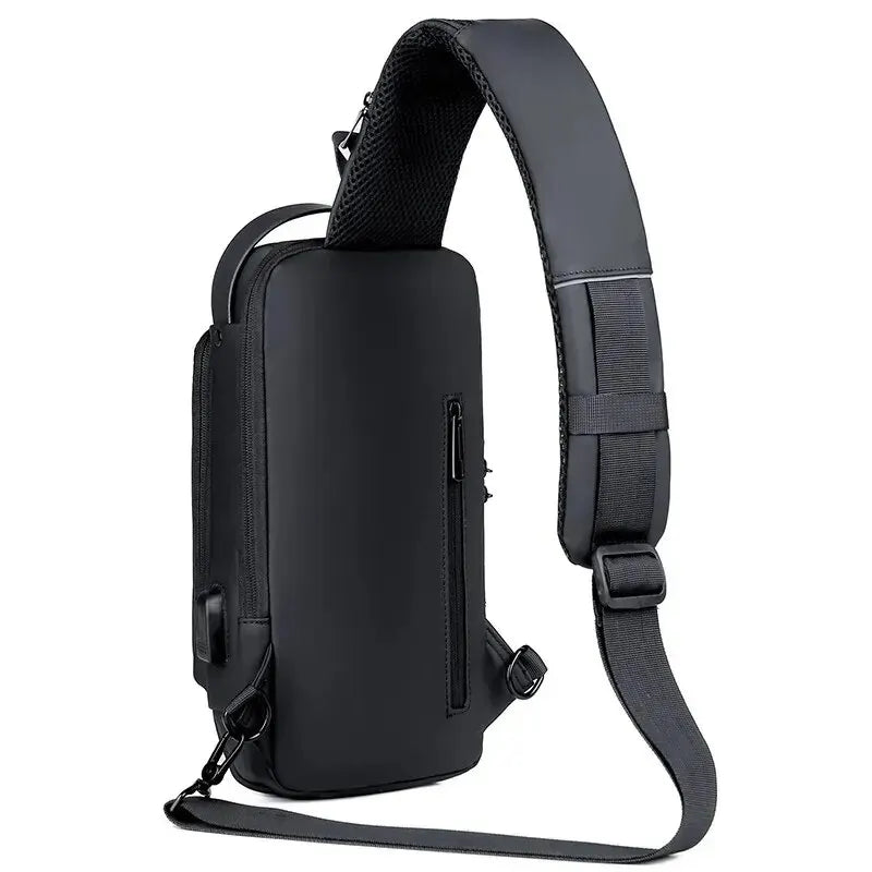 mochila transversal de ombro masculina multifuncional anti-roubo USB